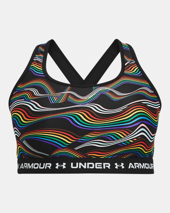 Women's Armour® Mid Crossback Pride Sports Bra, Black, pdpMainDesktop image number 4